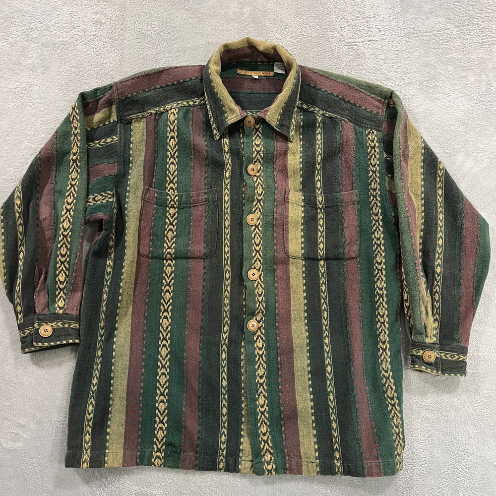 Vintage International News‎ Shirt Men XL Aztec Lumberjack Flannel Button Up